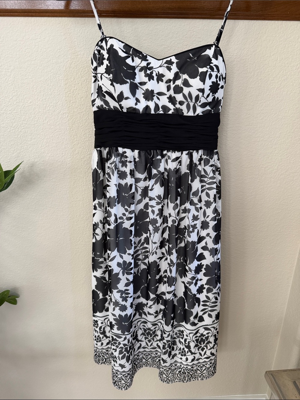 White House Black Market Black and White Floral Midi Dress